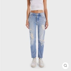 Mother Trickster Ankle Ripped Ankle Jeans in Icy Confession, Size 27